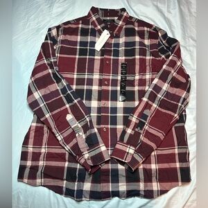 Banana Republic Men's Checkered Shirt - Maroon and Dark Blue